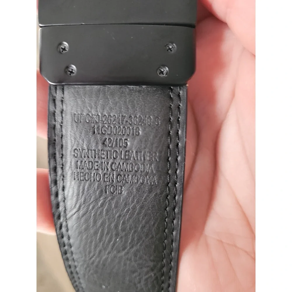 Mens Reversible Belt Black‎ Brown Synthetic Leather Mens Size 42 #2